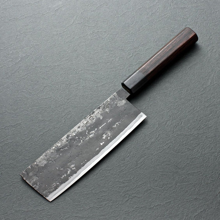 Takeda Carbon Steel Nakiri Knife a small square bladed knife for cutting vegetables