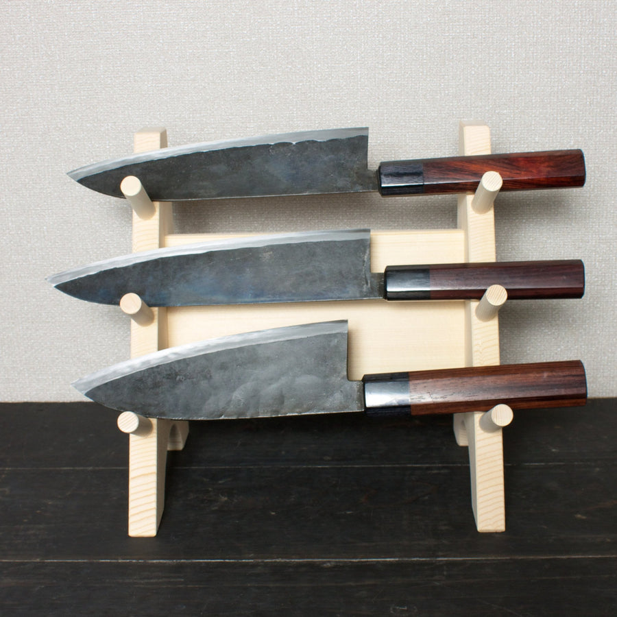 Wooden Three Piece Knife Stand