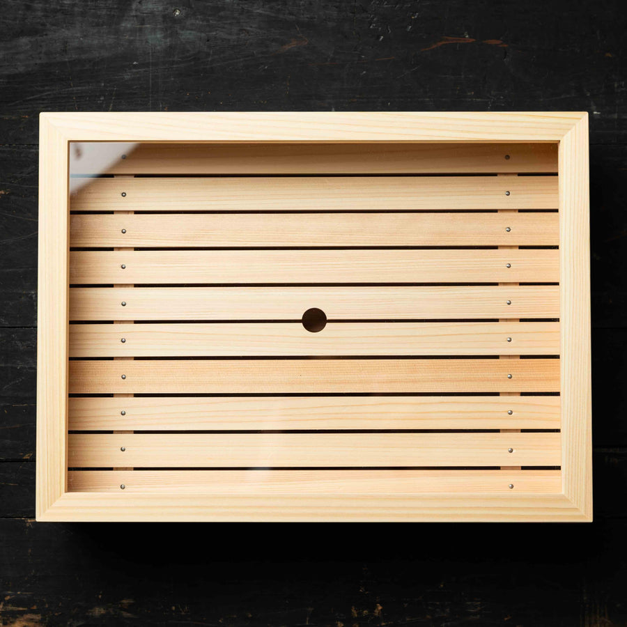 Wooden Sushi Box with Clear Lid - 39cm x 29cm x 10cm H