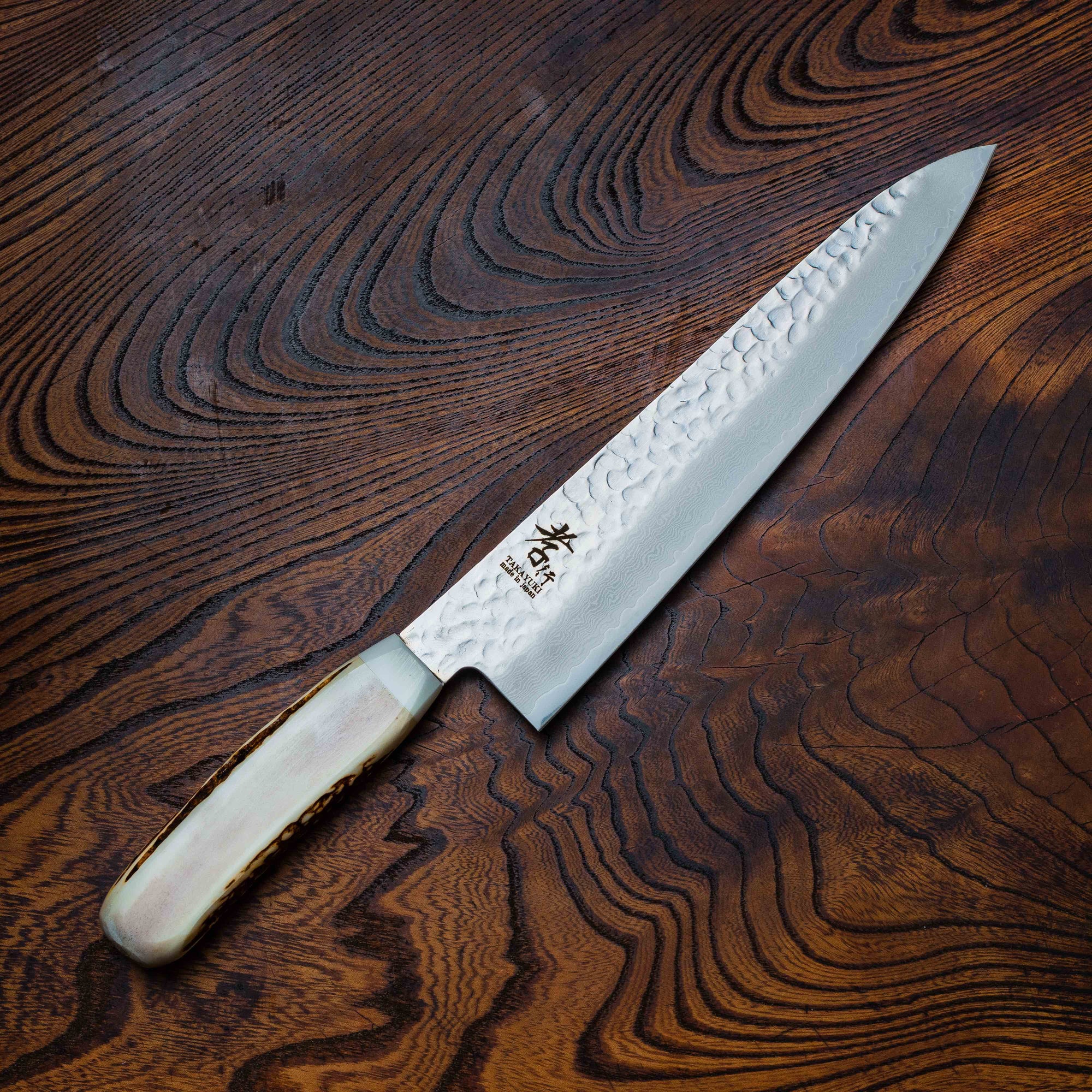 Sakai Takayuki Stag Sugihara Damascus Gyutou 210mm (8.2")