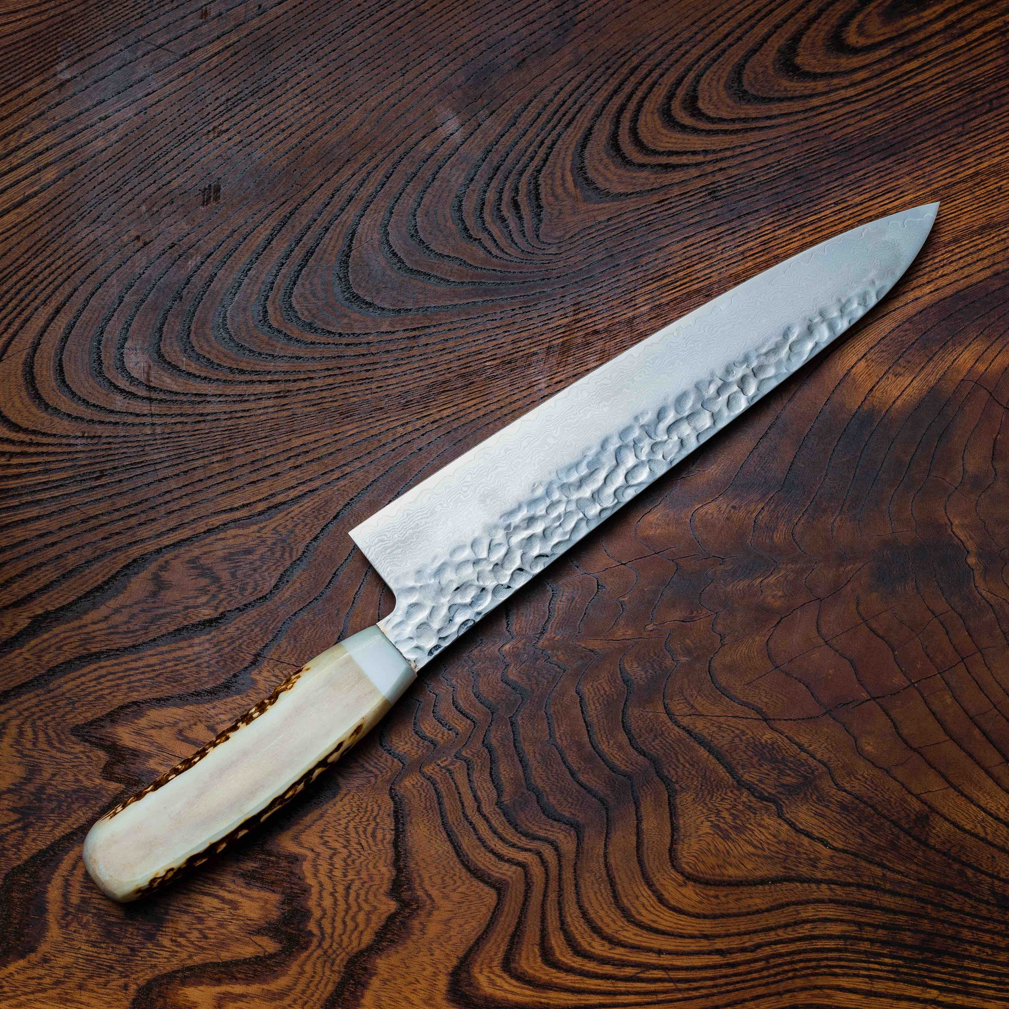 Sakai Takayuki Stag Sugihara Damascus Gyutou 210mm (8.2")