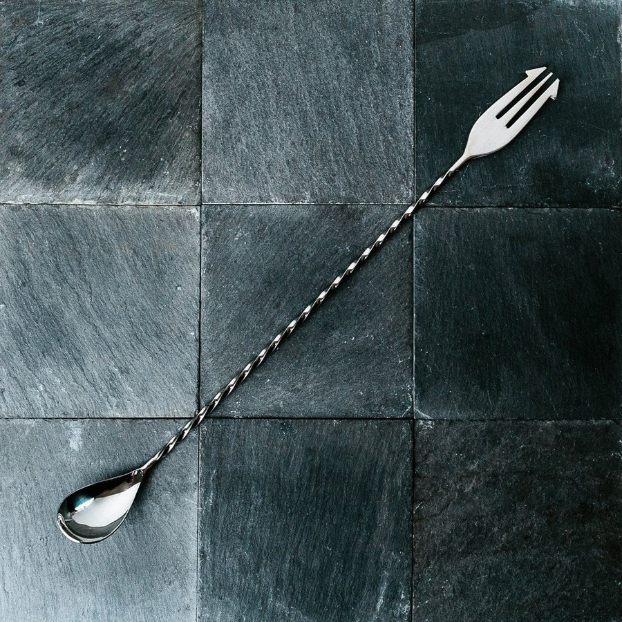 Twist Bar Spoon with Trident Fork - 30cm